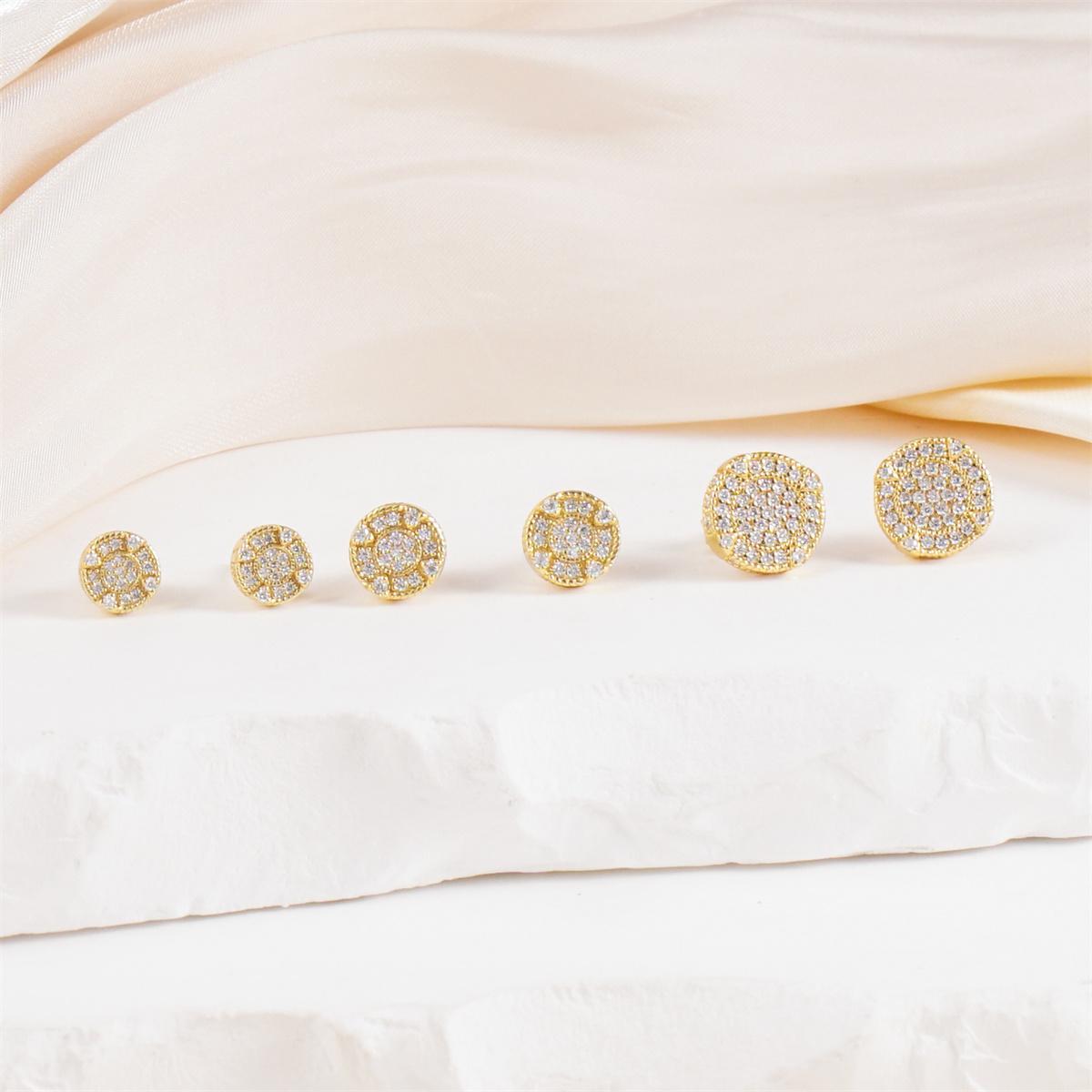 Delzzad 18K Gold-Plated Circle Shape Stud Earrings VVS Synthetic Moissanite Stud Earrings Jewelry S925 Stud Perfect Birthday Mother’s Day Christmas Gift for Men Women Silver Earrings Golden Earrings Wedding Set