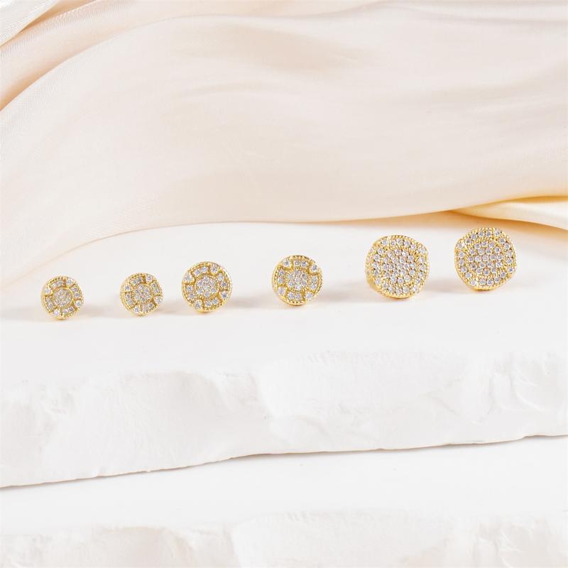 Delzzad 18K Gold-Plated Circle Shape Stud Earrings VVS Synthetic Moissanite Stud Earrings Jewelry S925 Stud Perfect Birthday Mother’s Day Christmas Gift for Men Women Silver Earrings Golden Earrings Wedding Set