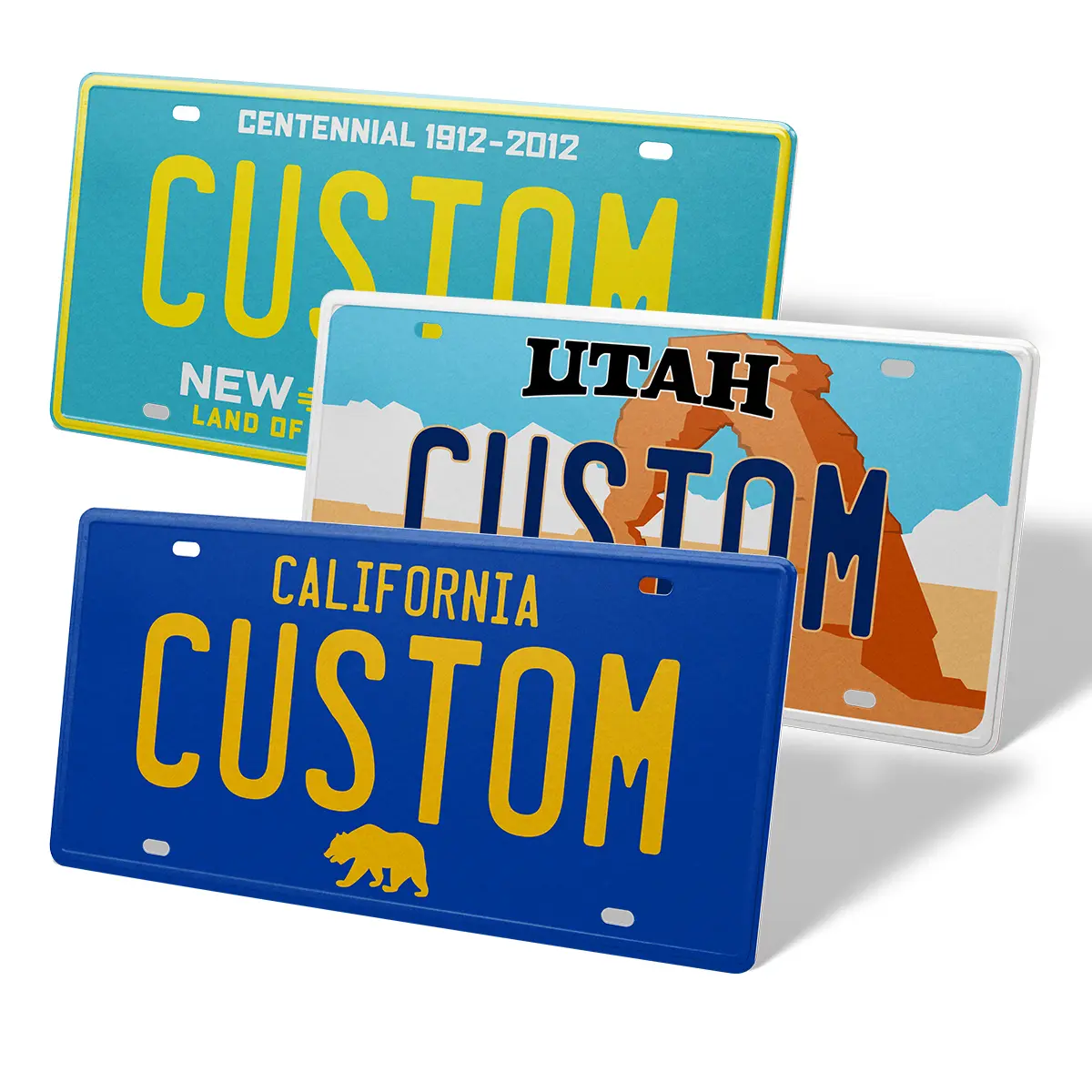 Custom Authentic Full-Size U.S. Metal Front License Plate - 6"h x 12"w Automotive Accessory, Beveled Edge Personalized Cars Accessories, Cool Car Decorations, Man Cave Decor