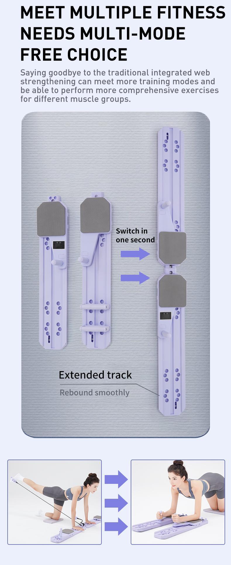 2.0 Multi-functional Adjustable Ab ExerciseBoard, Split Ab Slide Roller Board, Home PilatesReformer with Knee Mat for Home Gym Core & AbStrength T