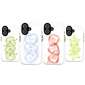 Pastel Fruit Phone Case – Watercolor Apple Strawberry Blueberry Starfruit Aesthetic Art Cover for iPhone 17 16 15 14 13 12 11 Pro Max X XS XR & Samsung Galaxy S21 S22 S23 S24 S25 Plus Ultra | Cute Summer Gift