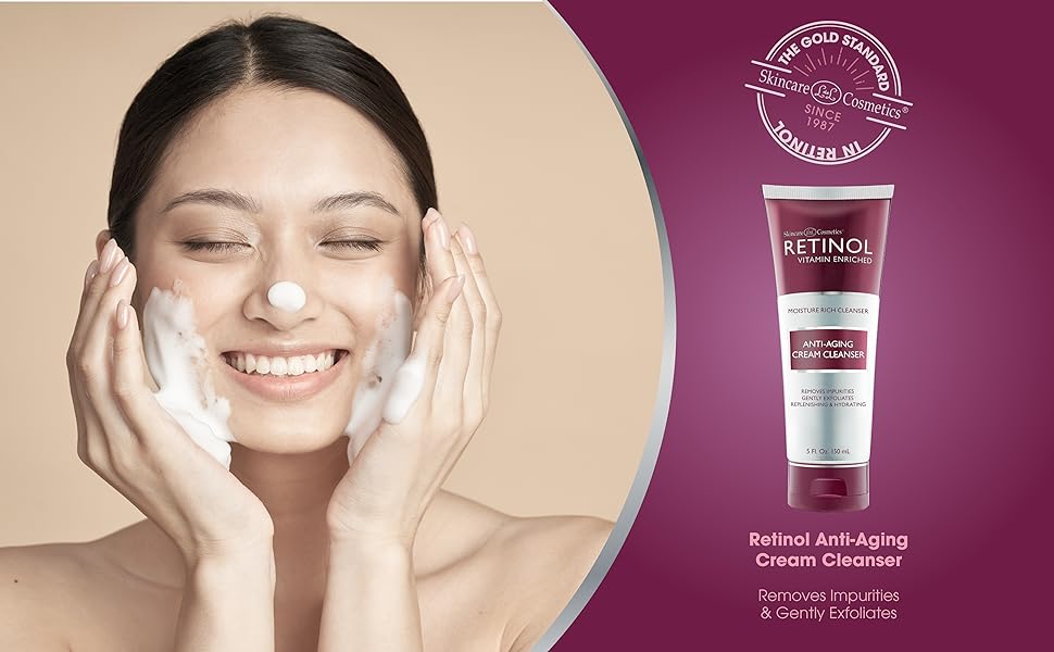 LIVAURA Retinol Anti-Aging Cream Cleanser – Daily Deep Cleansing Facial Wash Exfoliates to Improve Skin’s Texture & Moisturizes for Cleaner, Softer Face – Renewing Vitamin A Minimizes Fine Lines & Wrinkles