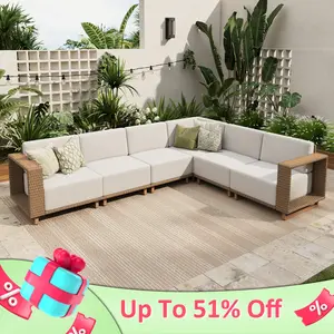 Phivilla Home Outdoor Patio Furniture Set - Sectional Rattan Wicker Sofa Couch, 10" Thick Waterproof Cushions, Assembly Required, Garden Use, SpringGlowUp