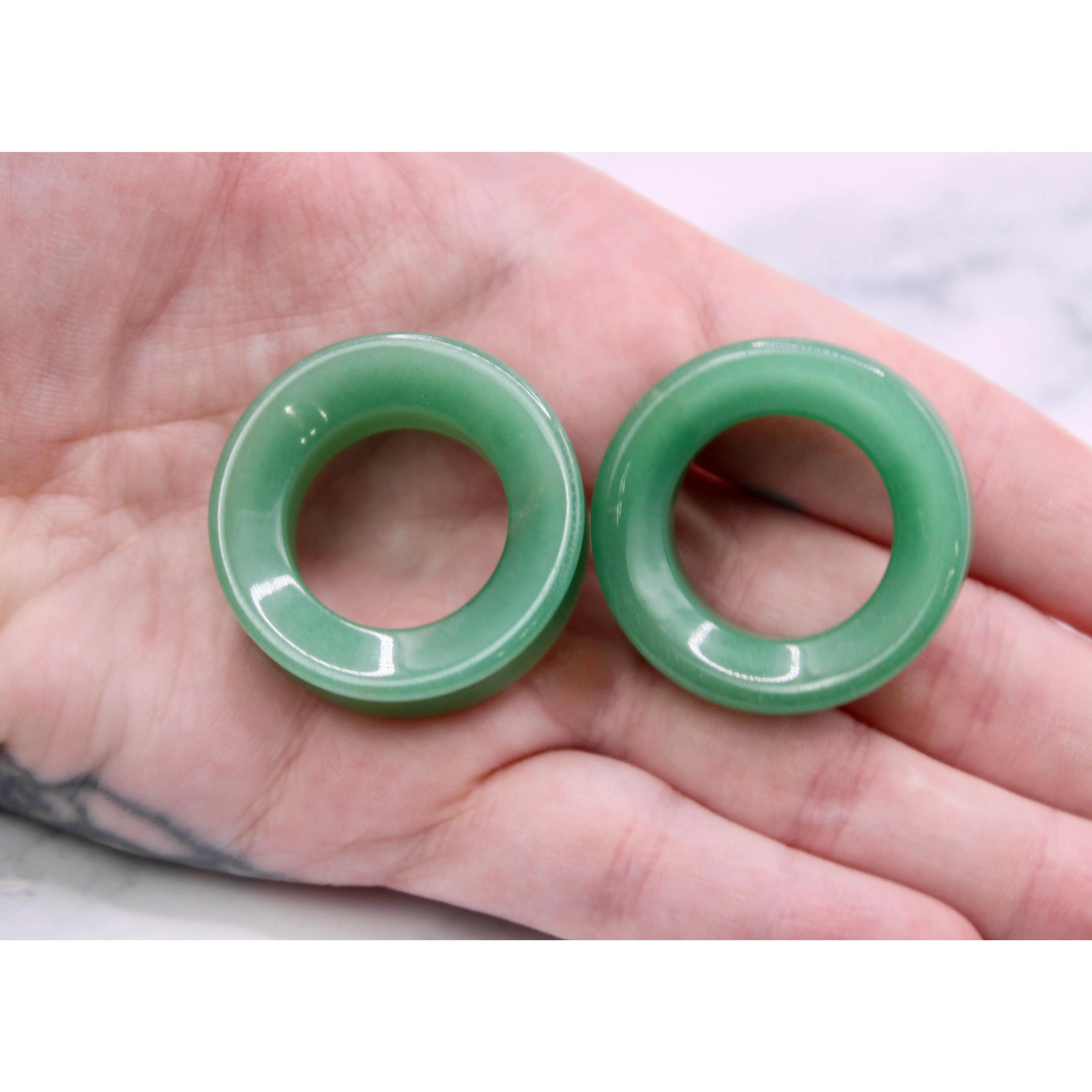 Genuine Aventurine Stone Tunnels, Polished Double Flare Plugs Sold as a Pair, Green Body Piercing Jewelry for a Natural Statement