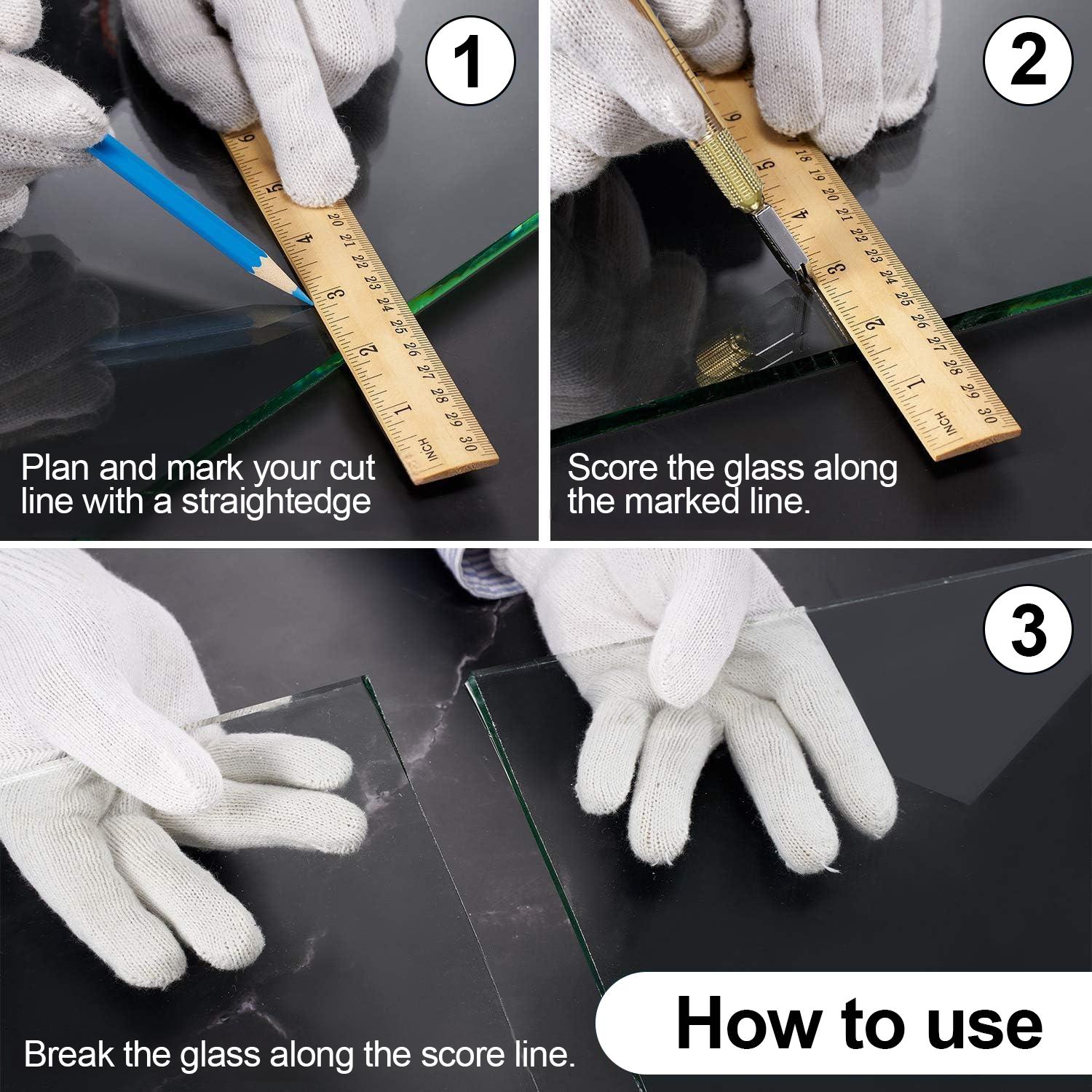 Glass Cutter with Diamond Head & Steel Blade for 3-15mm Glass, Pencil Style Tip Glass Cutter for Mirror/Tiles/Mosaic, Anti-Slip Handle Tool for Precision Cutting Work