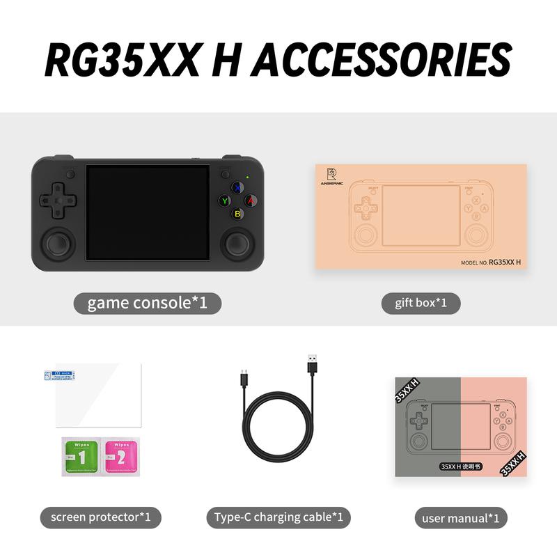 ANBERNIC RG35XX H Retro Handheld Game Console  3.5 Inch IPS Screen Linux  64-bit System Gaming RG35XXH Support HD-MI TV Output 5G WiFi Bluetooth 4.2 Li-polymer  3300mAh Gift
