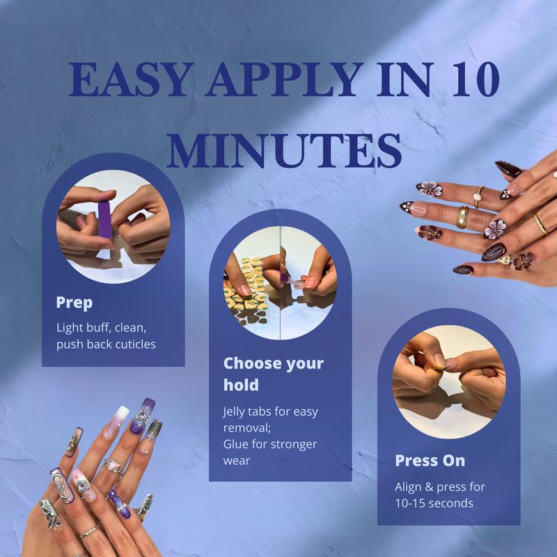 NailPhoria WINTER Collection - Handmade Press-On Nails | Reusable, Salon-Quality, Long-Lasting, Glossy Design