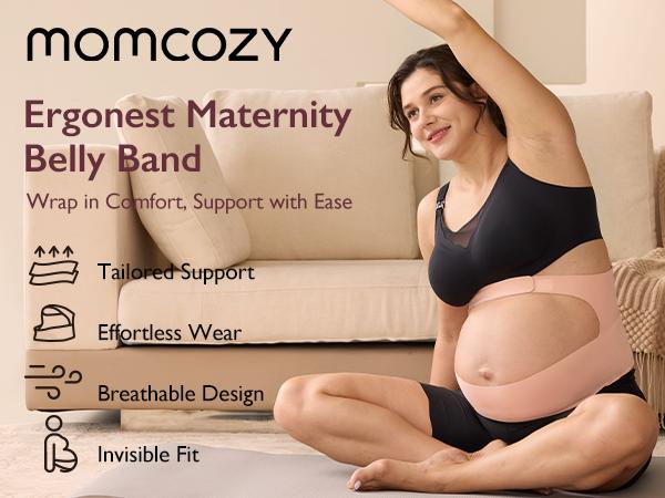 Momcozy CozySupport Ergonest Maternity Belly Band - 360° Support, Invisible Design, Adjustable for All Stages of Pregnancy, Thoughtful Gift for New Moms,-【B】
