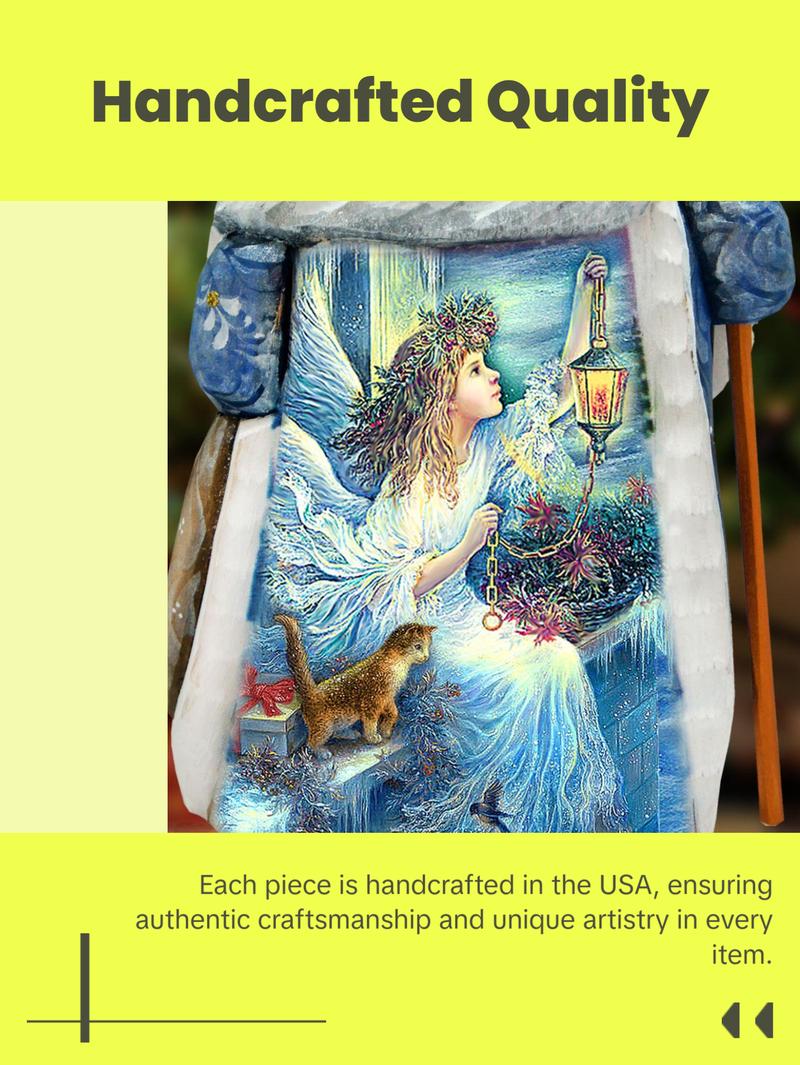 Santa Light the Way Hand-Painted WOODCARVED Masterpiece by Strelkina at G. DeBrekht - Nativity Holiday Decor - 821601