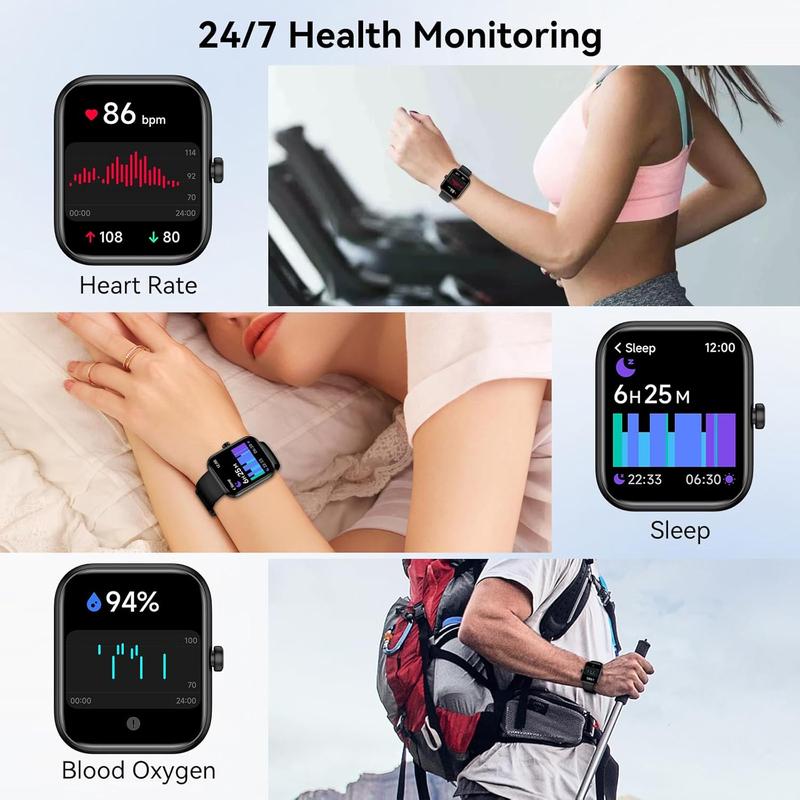 Smart Watch for Men Women Compatible with iOS Android Phone, 1.83" Full Touchscreen IP68 Waterproof Smartwatch,Fitness Tracker with Make/Recive Call 100+ Sport Modes Heart Rate/Sleep Monitor