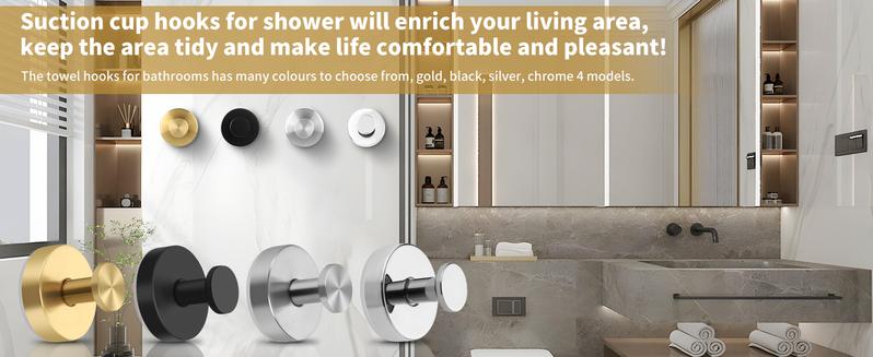 2 Packs Vacuum Suction Cup Hooks christmas gif  Gadgets Kitchen home essentials Drill Free Stainless Steel Suction Hooks bathroom accessories Waterproof Reuseable for Shower Bathroom Towel Hooks Shower Hooks Holders Shower Hooks Hanging Towels Loofah Robe