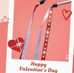 Valentine's Ribbon Wands 3" Cat Toys with Two Ribbons