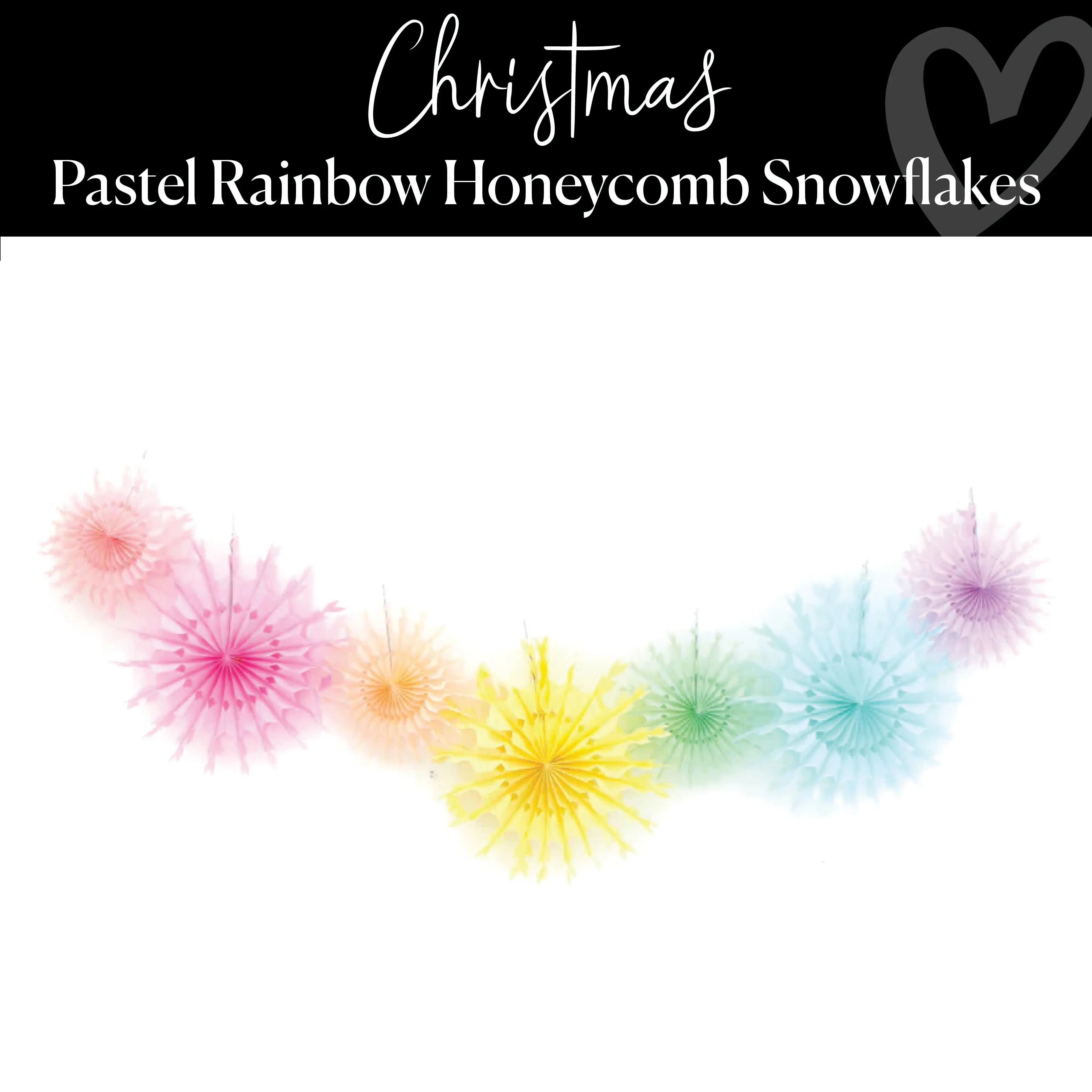Pastel Rainbow Honeycomb Snowflakes | Christmas | Christmas Decor | Schoolgirl Style