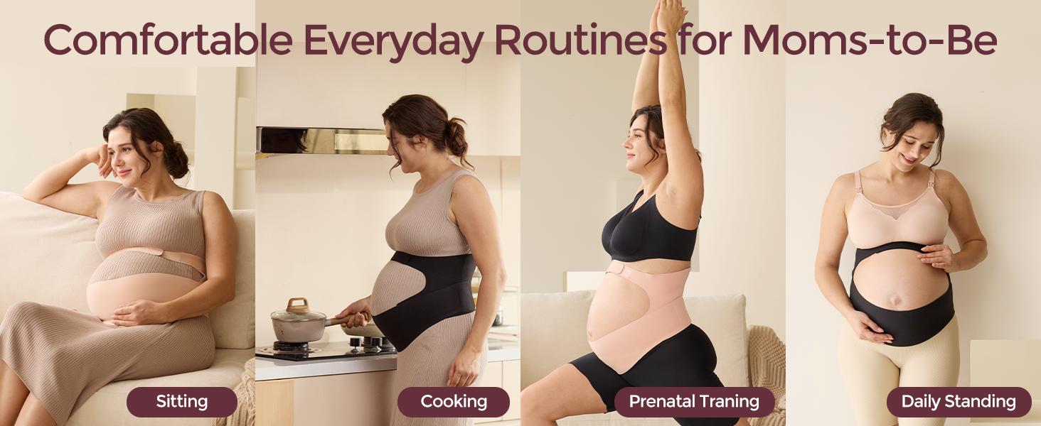 Momcozy CozySupport Ergonest Maternity Belly Band - 360° Support, Invisible Design, Adjustable for All Stages of Pregnancy, Thoughtful Gift for New Pregnant Moms,-【B】