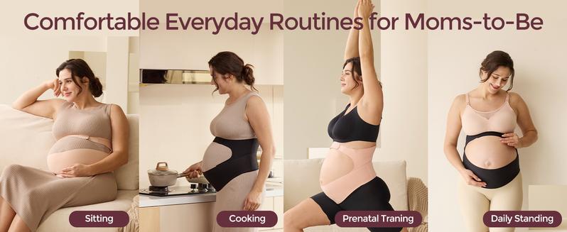 Momcozy CozySupport Ergonest Maternity Belly Band - 360° Support, Invisible Design, Adjustable for All Stages of Pregnancy, Thoughtful Gift for New Moms,-【B】