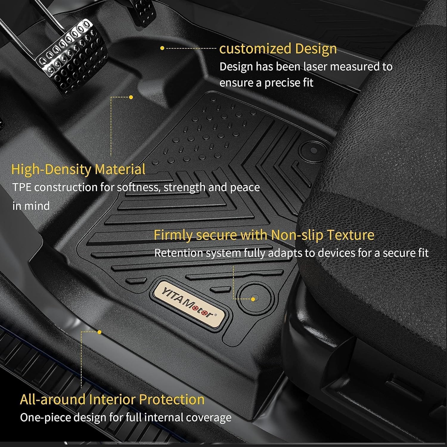YITAMOTOR 9PCS Tesla Model Y Floor Mats 7 Seater 2021-2024 Cargo Mats Full Sets, 3D Anti-Slip Rear Trunk Mat Cargo Liners Interior