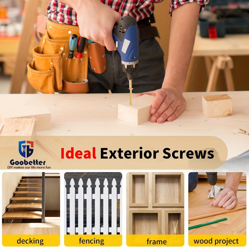 200 400pcs Deck Screws Set T25 Torx Self Tapping Wood Screws Exterior Deck Screws, #10*3-1/2 Rust Resistant Exterior Deck Screws With Yellow Ceramic Coating-for Easy Installation - Ideal For Wood Fastening