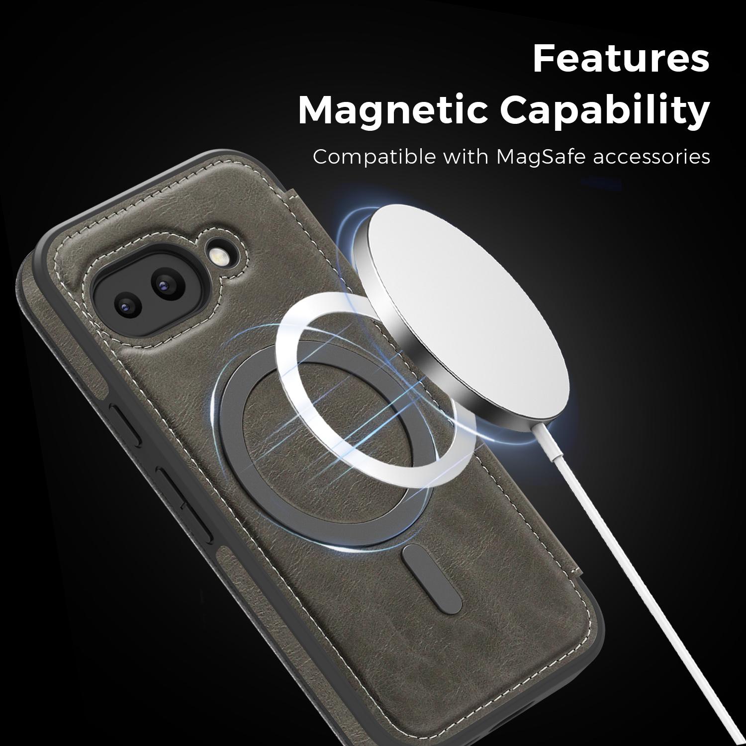 Lingdun Retro Magnetic Business Card Slot Leather Case For Google Pixel10A/10Pro XL/9ProXL/9A/8Pro/Pixel 8 Full Shockproof Protective Cover