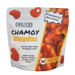 SPICY MANGUITOS Chamoy Candy - Chilitos Sweet, Sour & Spicy Chili Snack - Mexican Fruit Flavored Gummy Candy for All Ages, Authentic Dulces Mexicanos Enchilados, 6oz Candy Bags with Tamarindo Pulp Chamoy