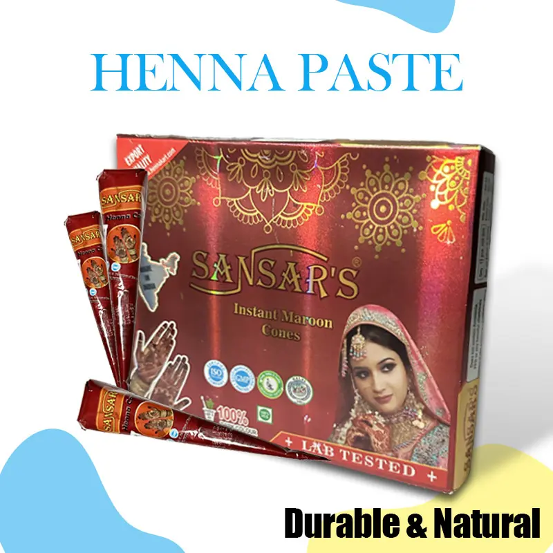 Henna Tattoo Kit(6Cones,25g Each)-Natural, Fresh,Vibrant Color