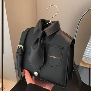 Women'S Collapsible Collar Design Crossbody Bag - Solid Color Faux Leather, Magnetic Closure, Polyester Lined, Edged Paint Detail, No Accessories - Chic Phone Purse, Unique Gift Idea