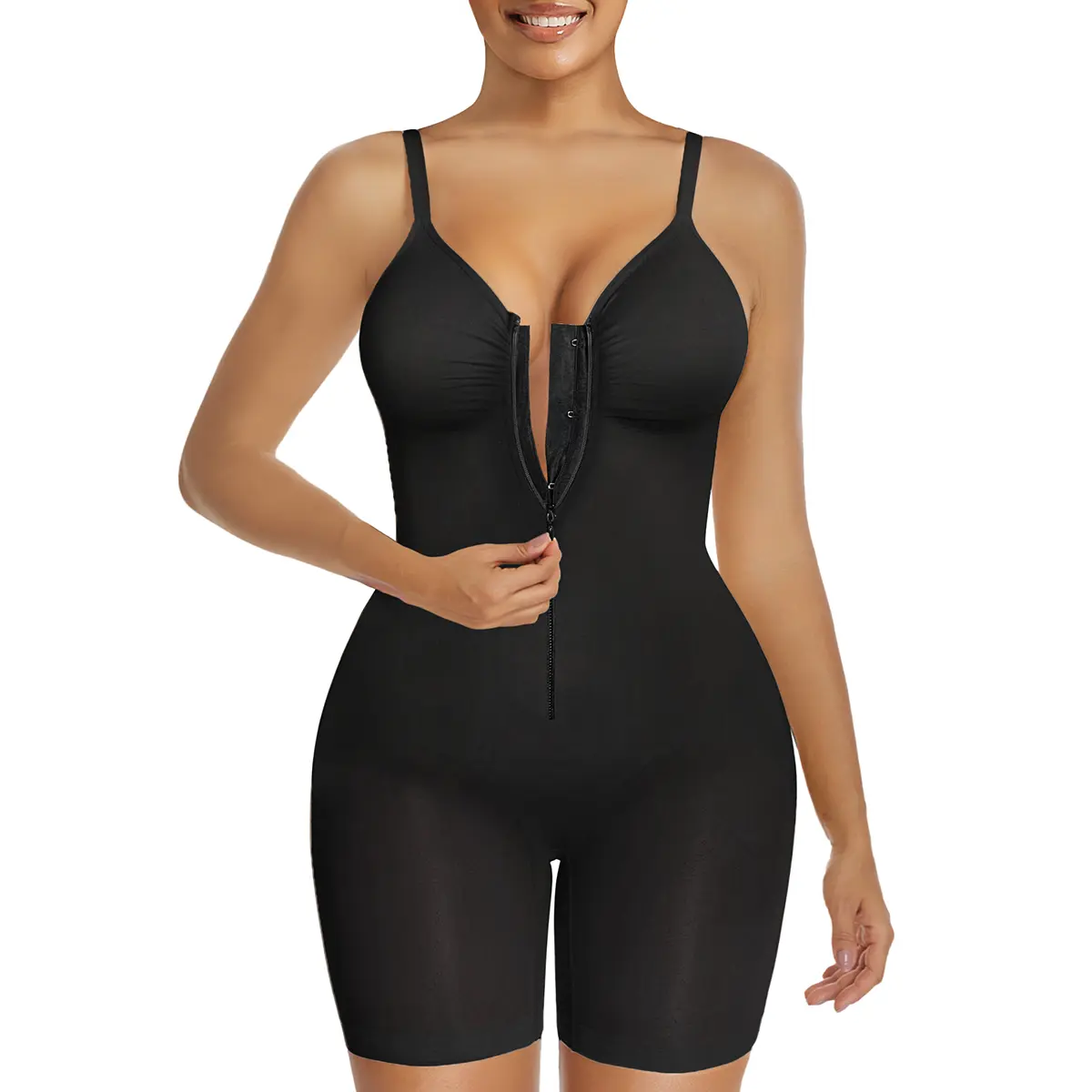 SHAPERX Shapewear for Women Tummy Control Bodysuits Zip-Up Comfort Ultra Stretch Fabric Customizable Fit Breathable Mesh Design Comfortable Fit,clothes for back to school,first day of school outfits