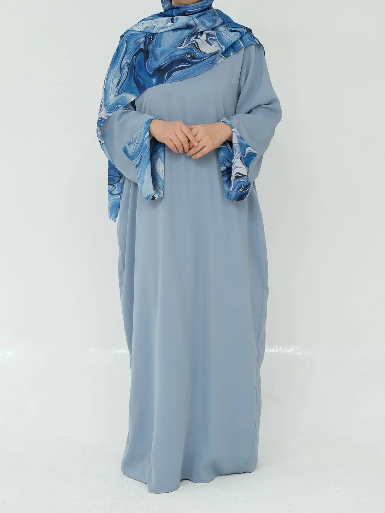 Women's Tie Dye Long Sleeve Dress with Hijab, Modest Casual Long Dress for Daily Wear, Ladies Islamic Clothing for All Seasons, Abaya Hijab Set, Modesty Muslim Clothing, Modest Muslim Outfits, Islamic Modesty Clothes