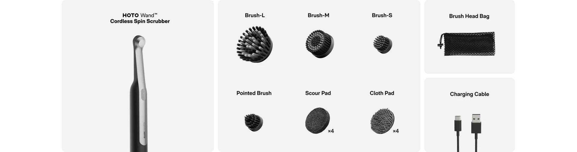 HOTO Rechargeable Electric Spin Scrubber with 12 Brush Heads - IPX7 Waterproof & Adjustable for Grout, Tiles & Crevices HOTO Rechargeable Electric Spin Scrubber with 12 Brush Heads - IPX7 Waterproof & Adjustable for Grout, Tiles & Crevices