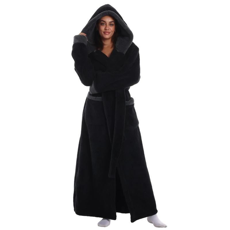 Msrlassn Valentine's Day Gift Cozy Soft Bathrobe Flannel Lined Hooded Robe for Women Men, Thickened Long Sleeve Pyjamas Cute Print Home Loungewear Sleepwear