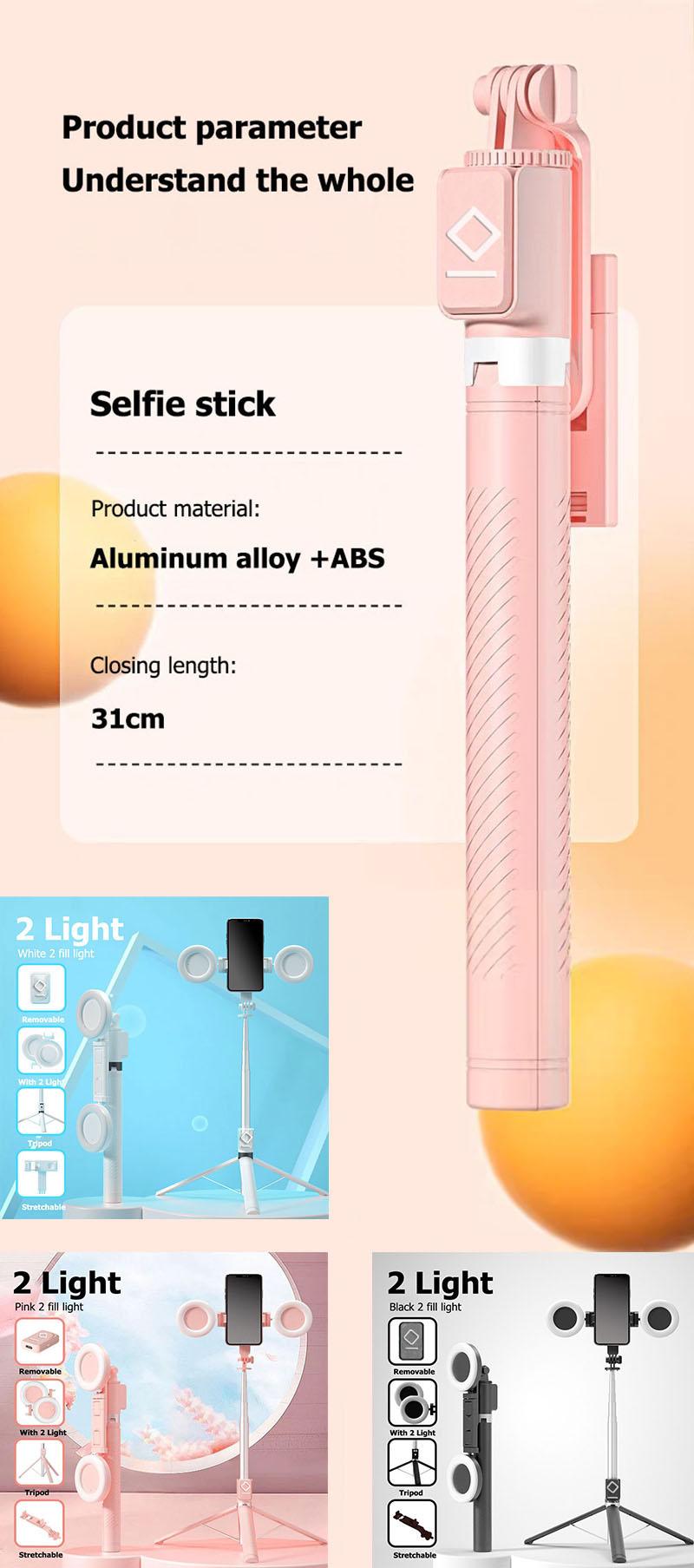 Upgrade 6 in 1 Selfie Stick With Fill Light, 67" Phone Tripod & Wireless Remote Page Turner,Bluetooth Camera Video Recording Remote,Music Control, for iPhone ,iPad ,iOS,Android