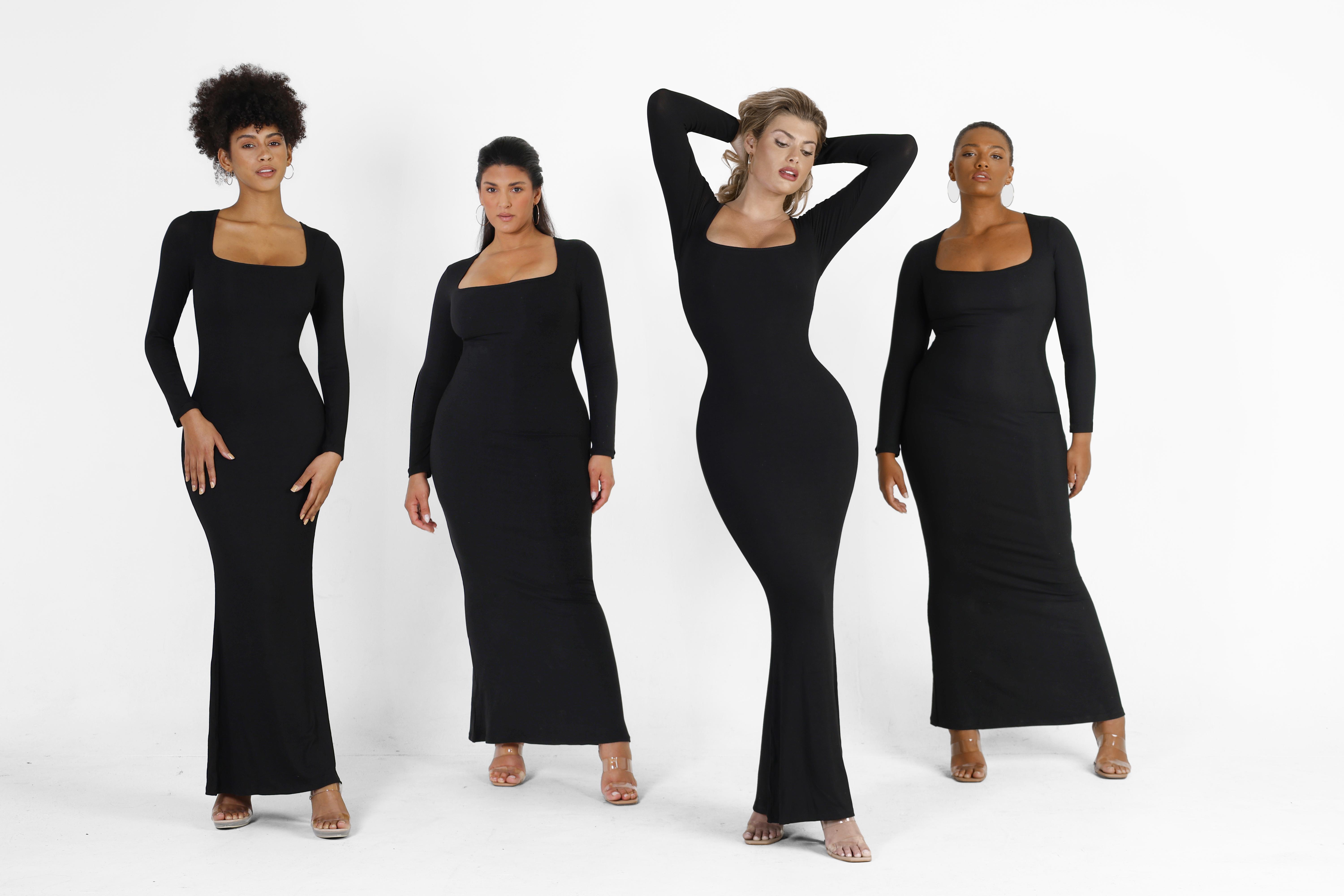 Popilush Shapewear Long Sleeve Modal Maxi Lounge Dress  Fit Casual