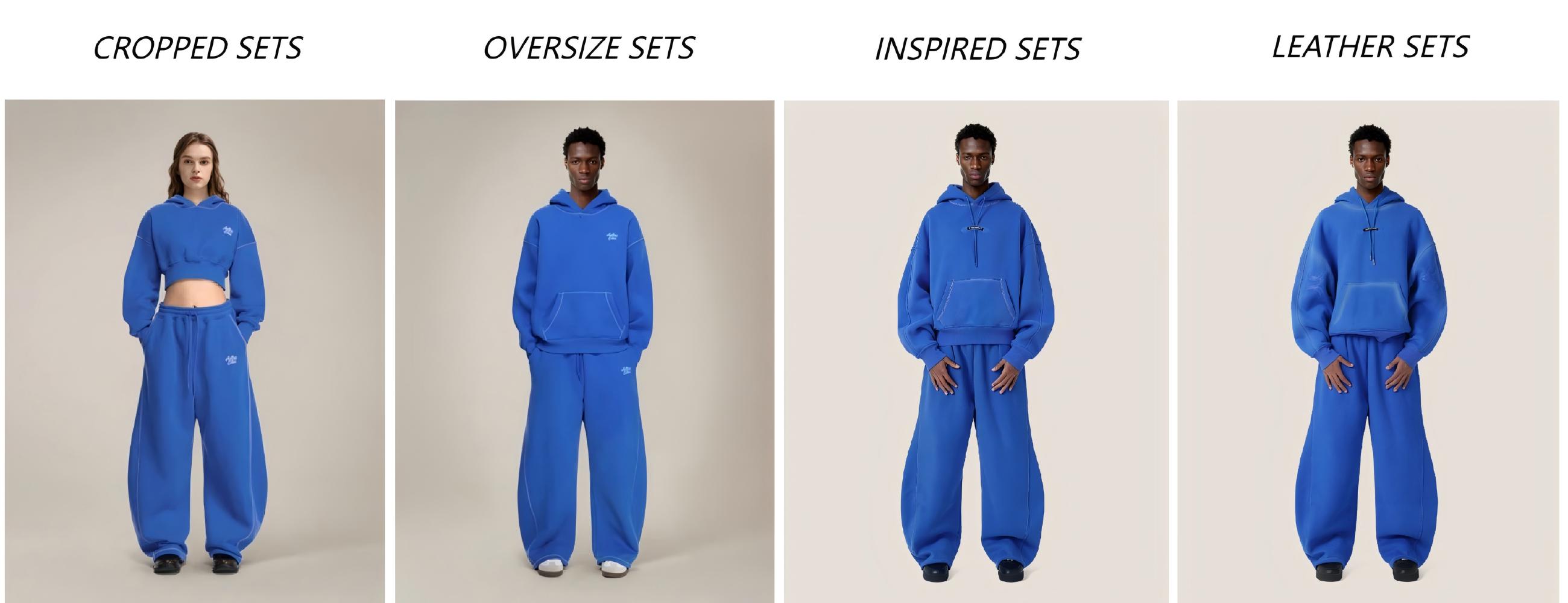 Aelfric Eden Y2K Cropped Hoodie Baggy Barrel Sweatpants Set 2 Piece Outfits Cozy Fleece Lounge Sweatsuit