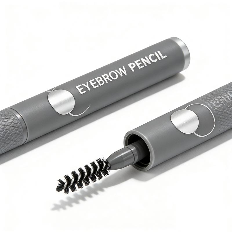 MINISO Slanted Tip Dual Tone Brow Pencil (Black Grey + Ash Brown), Long Wearing Smudge Proof Eyebrow Makeup Tool TikTok Hot Must-Have,Waterproof/Smudge Proof/Long Lasting