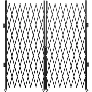 VEVOR Double Folding Security Gate, 6-1/2\' H x 12\' W Folding Door Gate, Steel Accordion Security Gate, Flexible Expanding Security Gate, 360° Rolling Barricade Gate, Scissor Gate or Door with Keys
