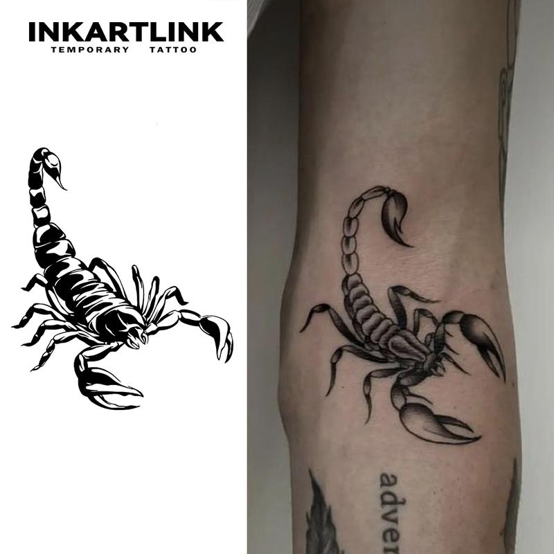 INKARTLINK Tattoo Tech,Scorpion Series, 2 Sheets Medium Semi Permanent Tattoo, Adult Art Design Temporary Tattoos, Lasts 1-2 Weeks, Waterproof, Realistic Look, No Adhesive, No Reflection,For Man Women Arm Leg Hand Back Body (Scorpion Design)