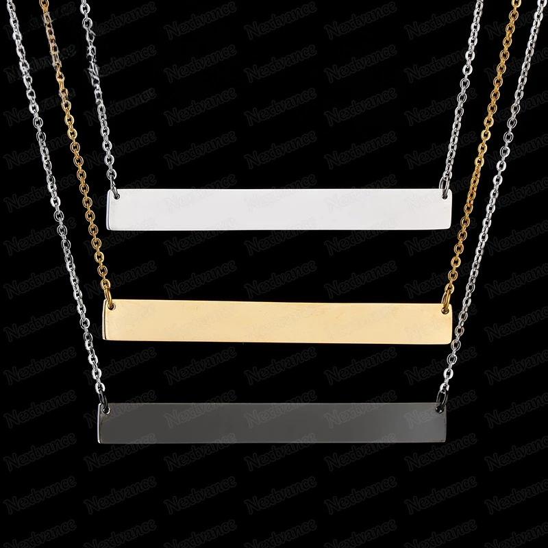511 Customized Engraved Personalized Glossy Pendant Titanium Steel Rectangle Necklace Valentine's Day Gift