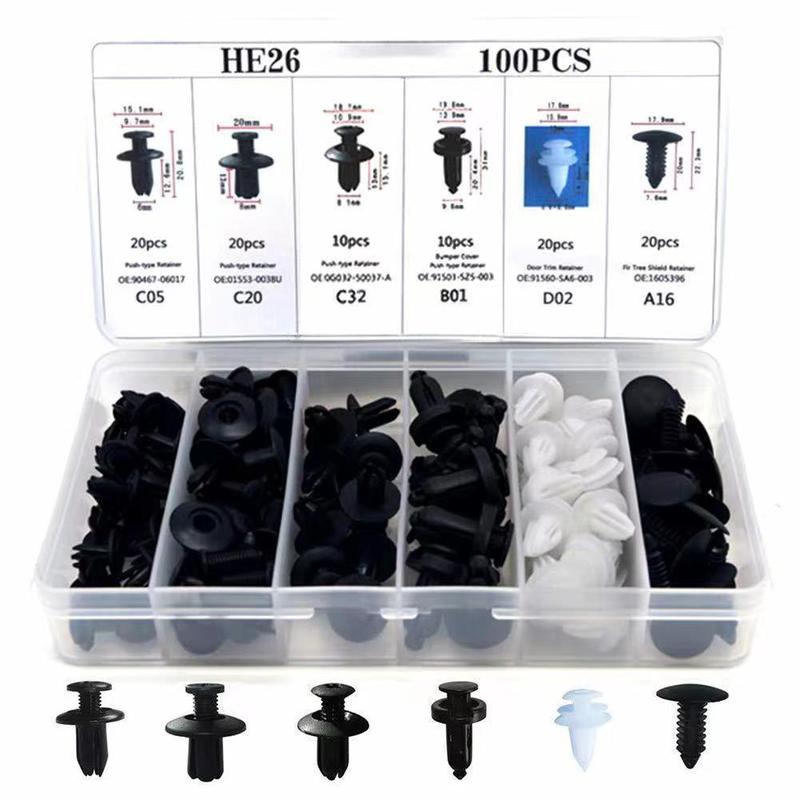 HE26 100pcs Universal Expansion Screw Clips Set for Automobiles Mudguard Leaf Plates Door Panel Clips C05 C20 C32 B01 D02 A16 Car Accessories HE26 100pcs Universal Expansion Screw Clips Set for Automobiles Mudguard Leaf Plates Door Panel Clips C05 C20 C32 B01 D02 A16 Car Accessories