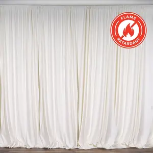 2 Pack 5ftx10ft Ivory Scuba Polyester Backdrop Drape Curtains, Durable Flame Resistant Event Divider Panels Wrinkle Free With Rod Pockets
