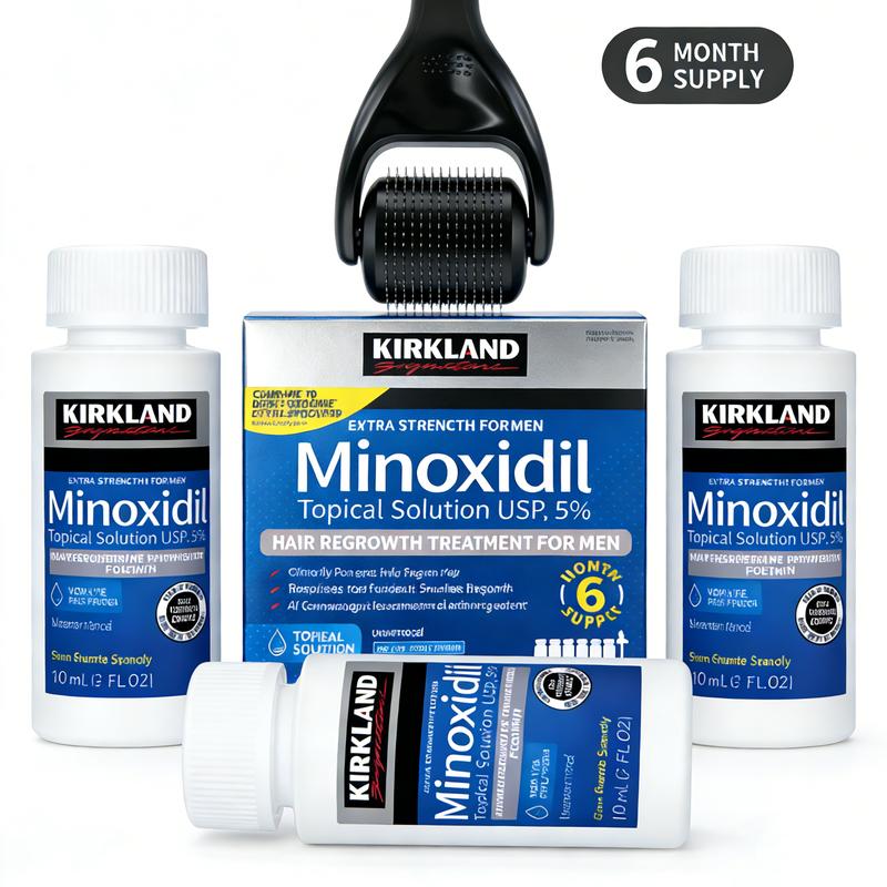 Kirkland Minoxidil Hair & Beard Growth Kit -Anti Hair LossTreatment with Dropper &Derma Roller