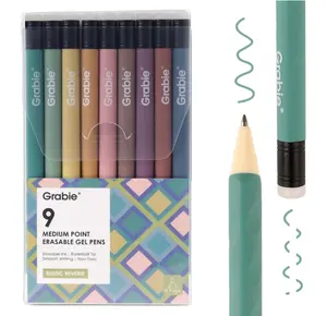 Erasable Gel Pens, Medium Point 0.7 mm Erasable Pens, Make Mistakes Disappear for Drawing Writing Planner, Pack of 9 Assorted Colors(Rustic Reverie)