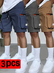 New 3-Pack Cargo ShortsMen's summerNew trendy style.Loose.Athletic mid-thigh zip shortsMen's Summer Casual Pants