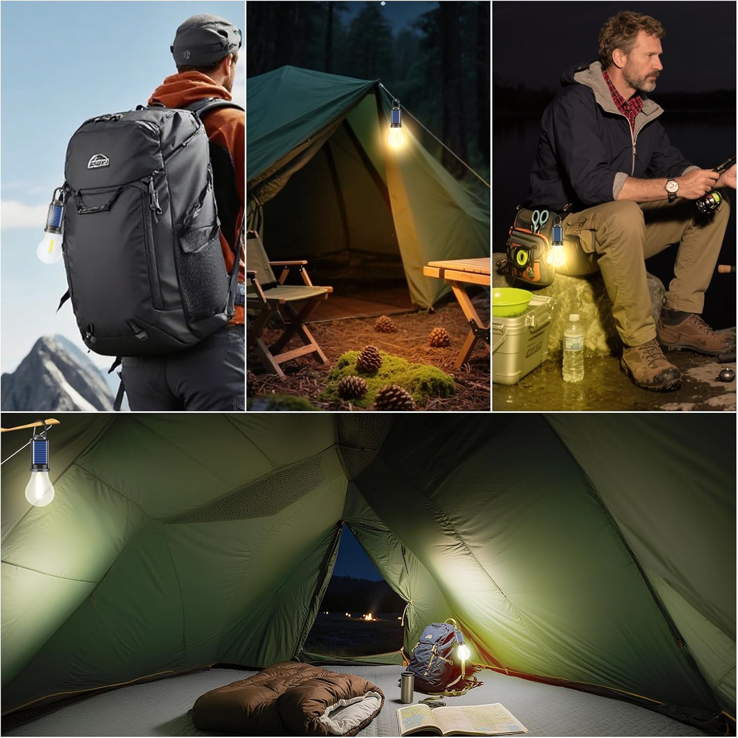 1/2/4 PCS Rechargeable Solar LED Light Bulbs with Waterproof Clip Hook, Solar Outdoor Lights, Portable Camping Gear for Hiking & Emergency Use 1/2/4 PCS Rechargeable Solar LED Light Bulbs with Waterproof Clip Hook, Solar Outdoor Lights, Portable Camping Gear for Hiking & Emergency Use