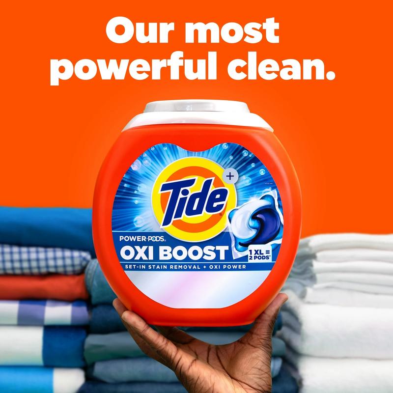 Tide PODS Laundry Detergent Pacs, Oxi Boost Power PODS with Stain Remover and Oxi Power, 45 count