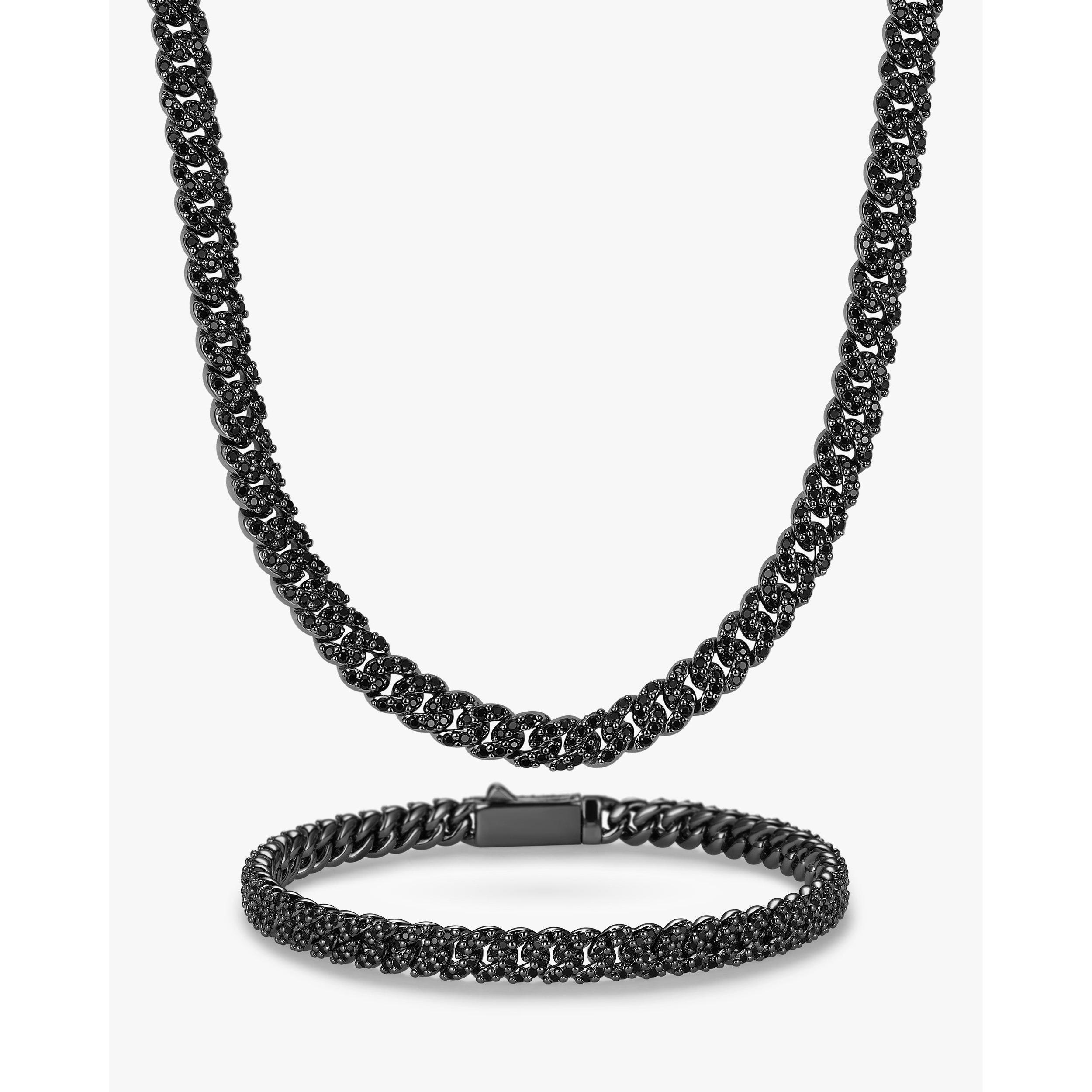 JAXXON Iced Out Cuban Set 5mm - Black - Box Clasp