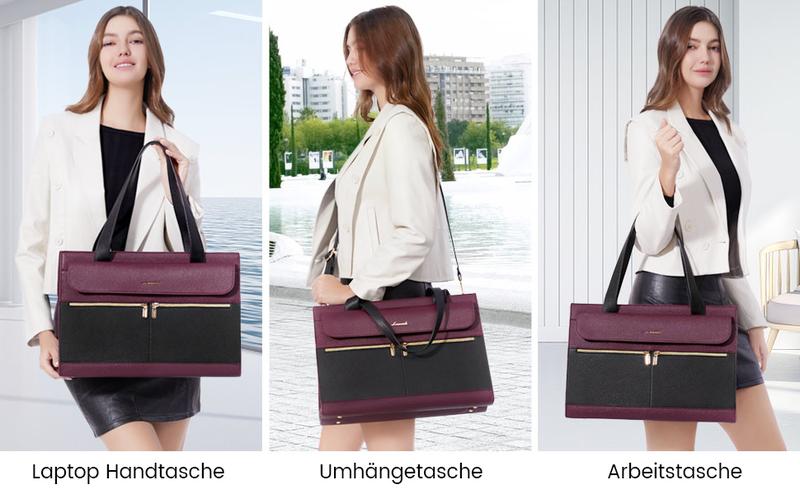 LOVEVOOK Laptop Tote Bags 15.6-17.3 inches for Woman with Clutch Purse, Large Business Teacher Office Crossbody Purse with 2 Cup Holder, Compact Waterproof Vegan Leather Shoulder Bags and Computer bag for Work, Office, Casual TikTokShopStockUp