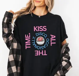 Harry Styles Concert T-Shirt, Kiss All The Time. Disco, Occasionally. HS4 Shirt, Retro Character Print Tee, Trendy Pop Concert Fan Gift, Merch for Fan, Harry Fan Gift Shirt, Concert T-shirt, No-Fade Colors, Wash After Wash, Full Color Selection,