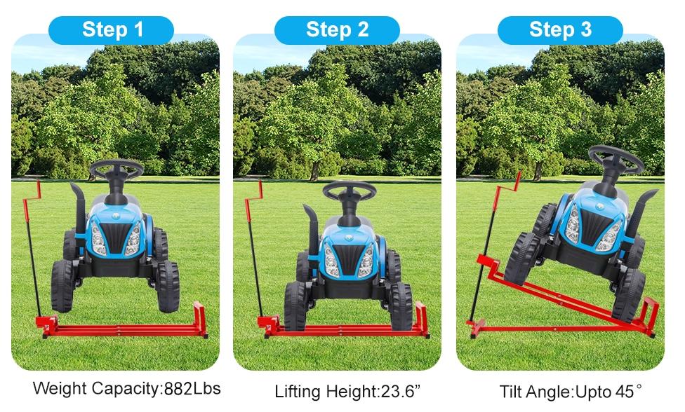 Lift Jack for Garden Tractors and Lawn Mowers - 882 Lbs Capacity, Manual Handle & Power Tool Extension Handle
