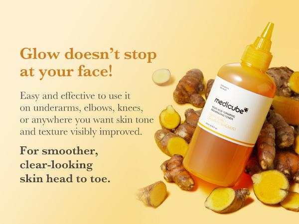 [NEW] Kojic Acid Turmeric Toner for Face & Body | Daily Toner for Uneven Skin Tone & Texture | Niacinamide, Glycolic Acid for Clear Glass Skin | Korean Skin Care | 250ml