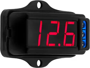 Taramps Automotive Digital Voltmeter VTR 1000 Black, Red LED Automotive Car Audio, Digital Display, Measure and Monitor Electrical Voltage of The Battery, Easy to Install