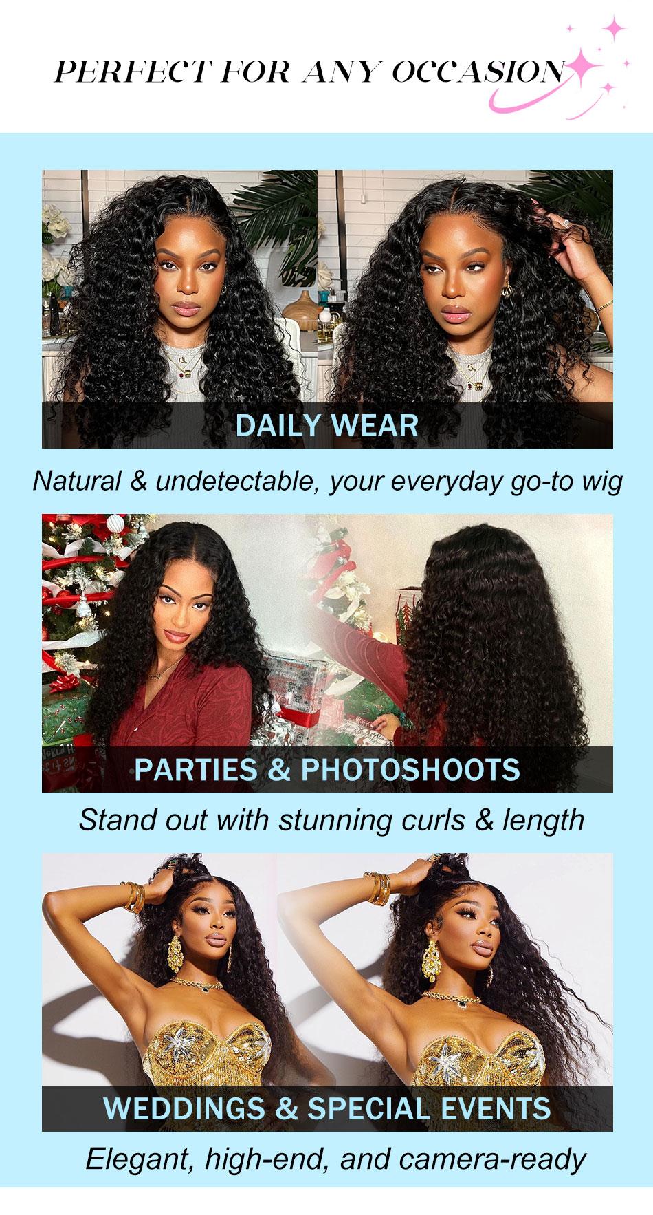 MOREFACE 13*6 Deep Wave Transparent Lace Front Human Hair Wig Kinky Curly Wigs Afro Curly PrePlucked with Baby Hair